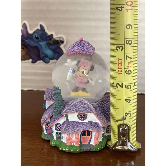 Disney Theme Parks Minnie Mouse Toontown House Mini Snow Globe Purple White FLAW - Picture 10 of 12